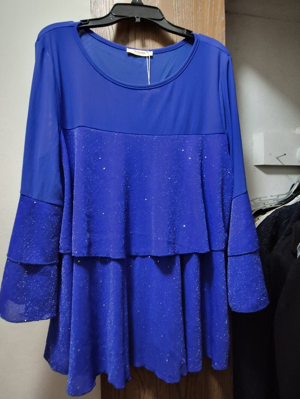 BeBonnie Tiered Sparkle Blouse in Royal Blue by Unbranded - Picture 2 of 9